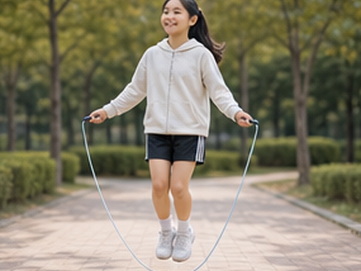 스트레칭으로 몸을 풀며 컨디션을 관리하는 여자아이