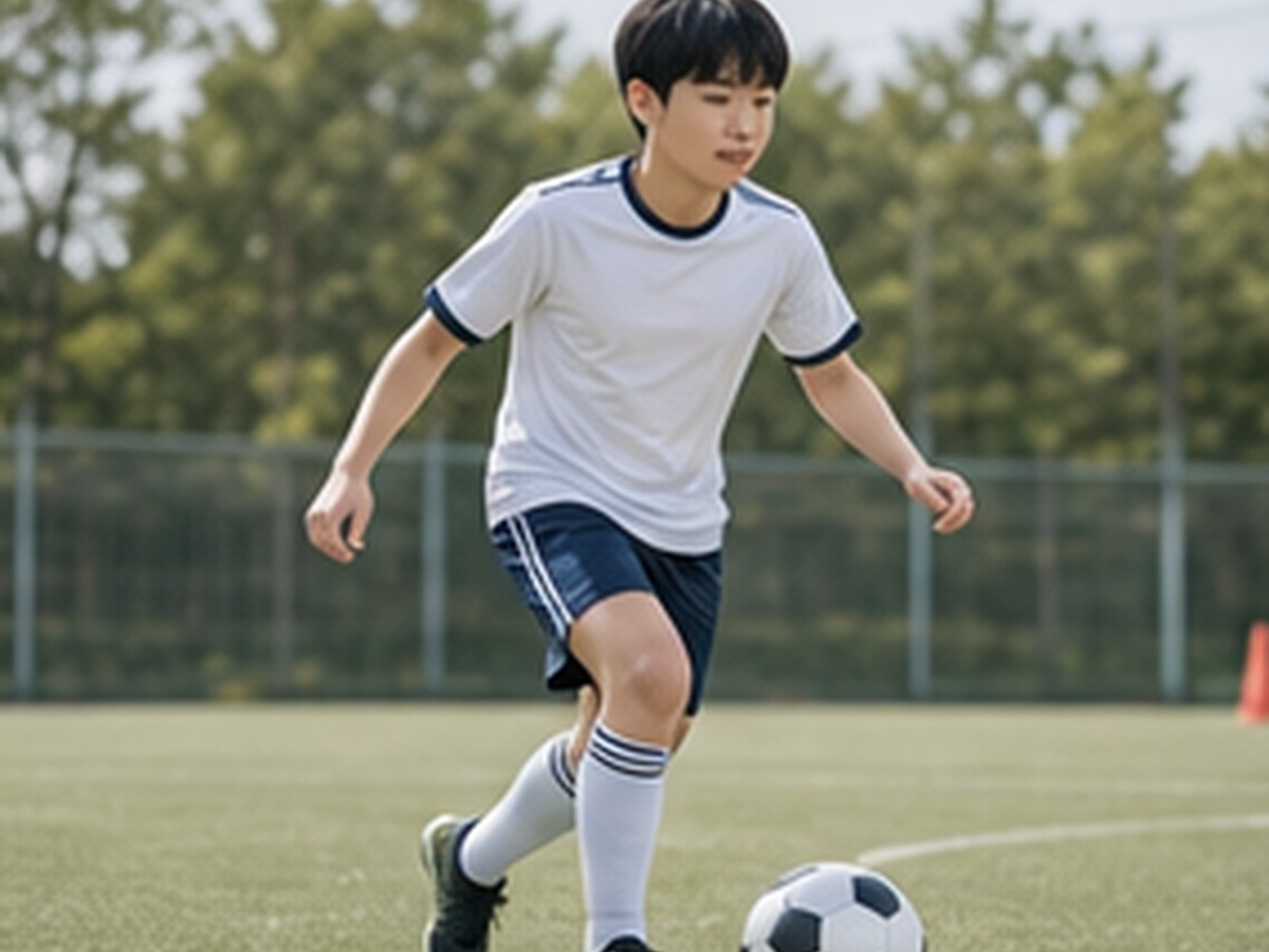 스트레칭으로 유연성을 관리하는 중학생