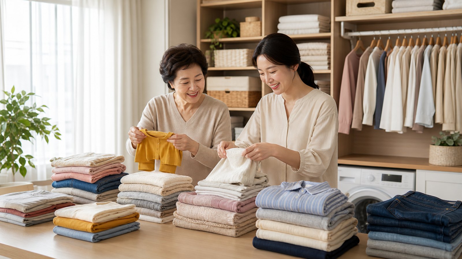 아동 의류가 사이즈별로 정리된 모습