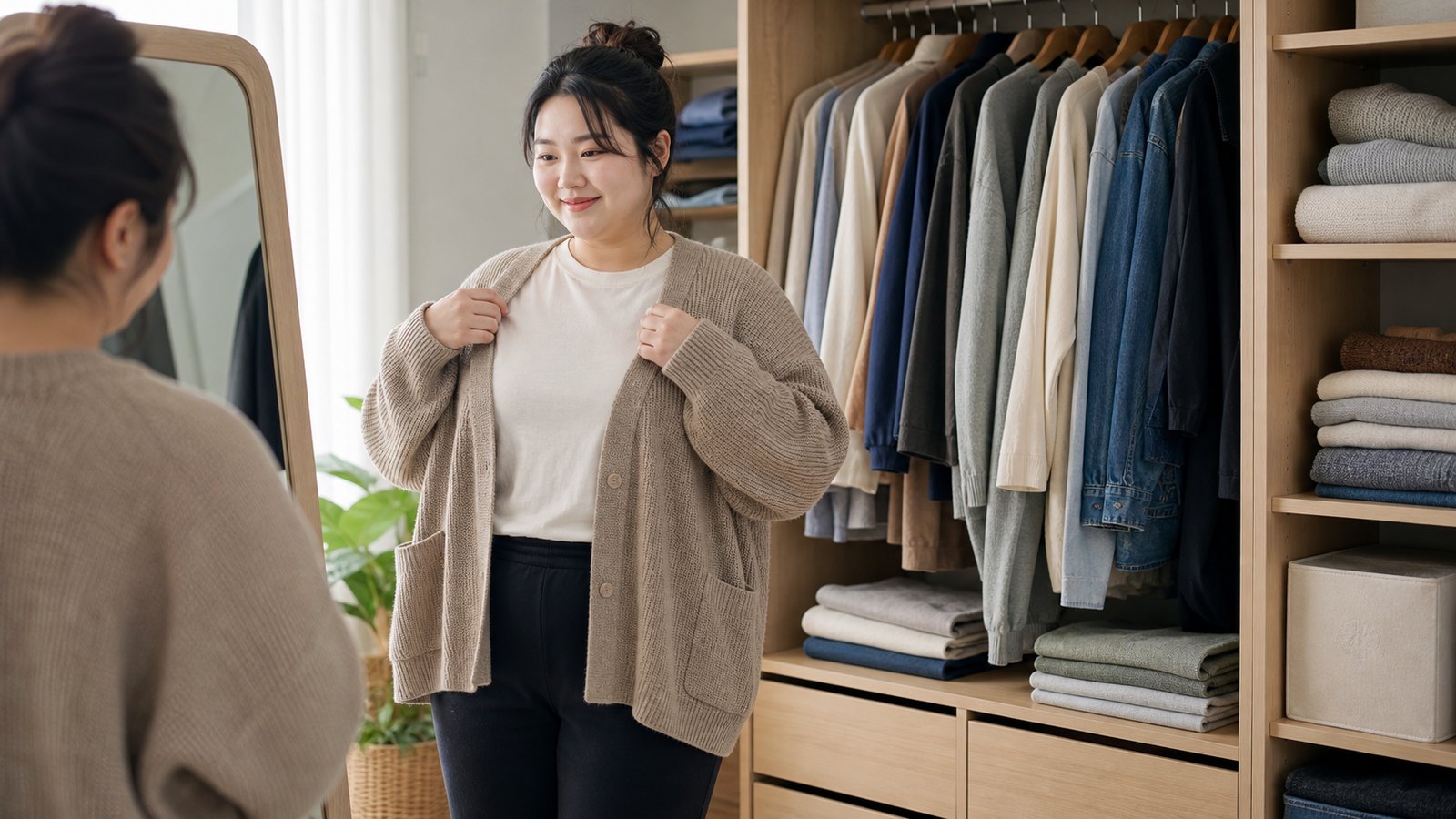 옷 사이즈 호칭을 살펴보는 모습
