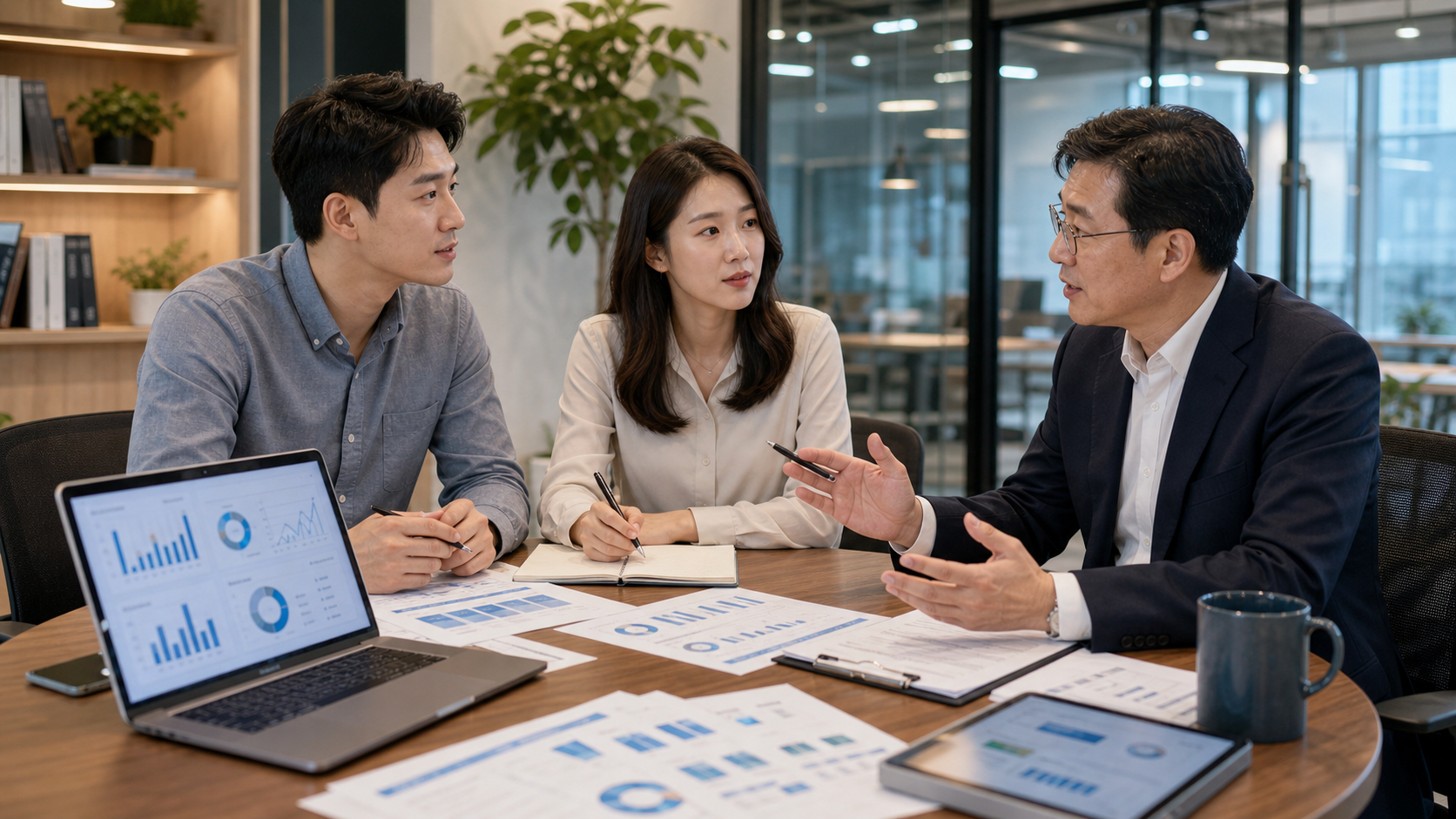 소상공인 정책자금 대출 금리 상담 창구에서 담당자와 서류를 함께 검토하는 모습