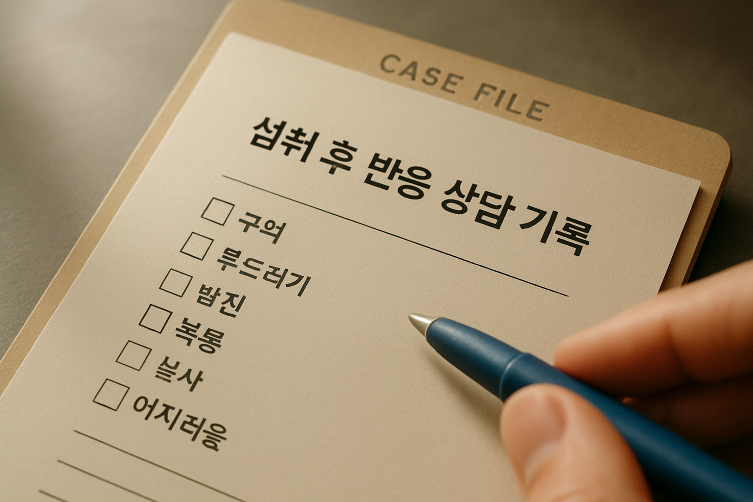 섭취 후 반응 상담 기록 문서