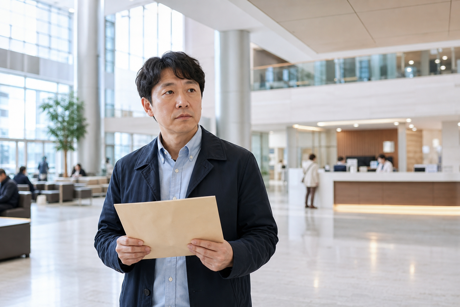 중환자 병실에서 환자를 돌보는 간병인