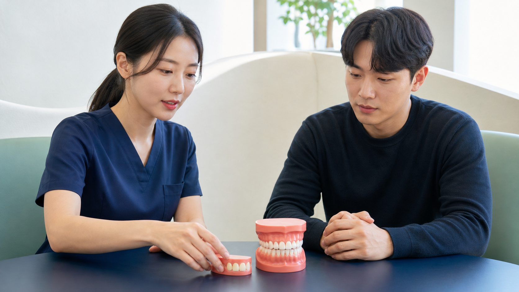 울산 투명교정 상담 비교 항목 확인 장면