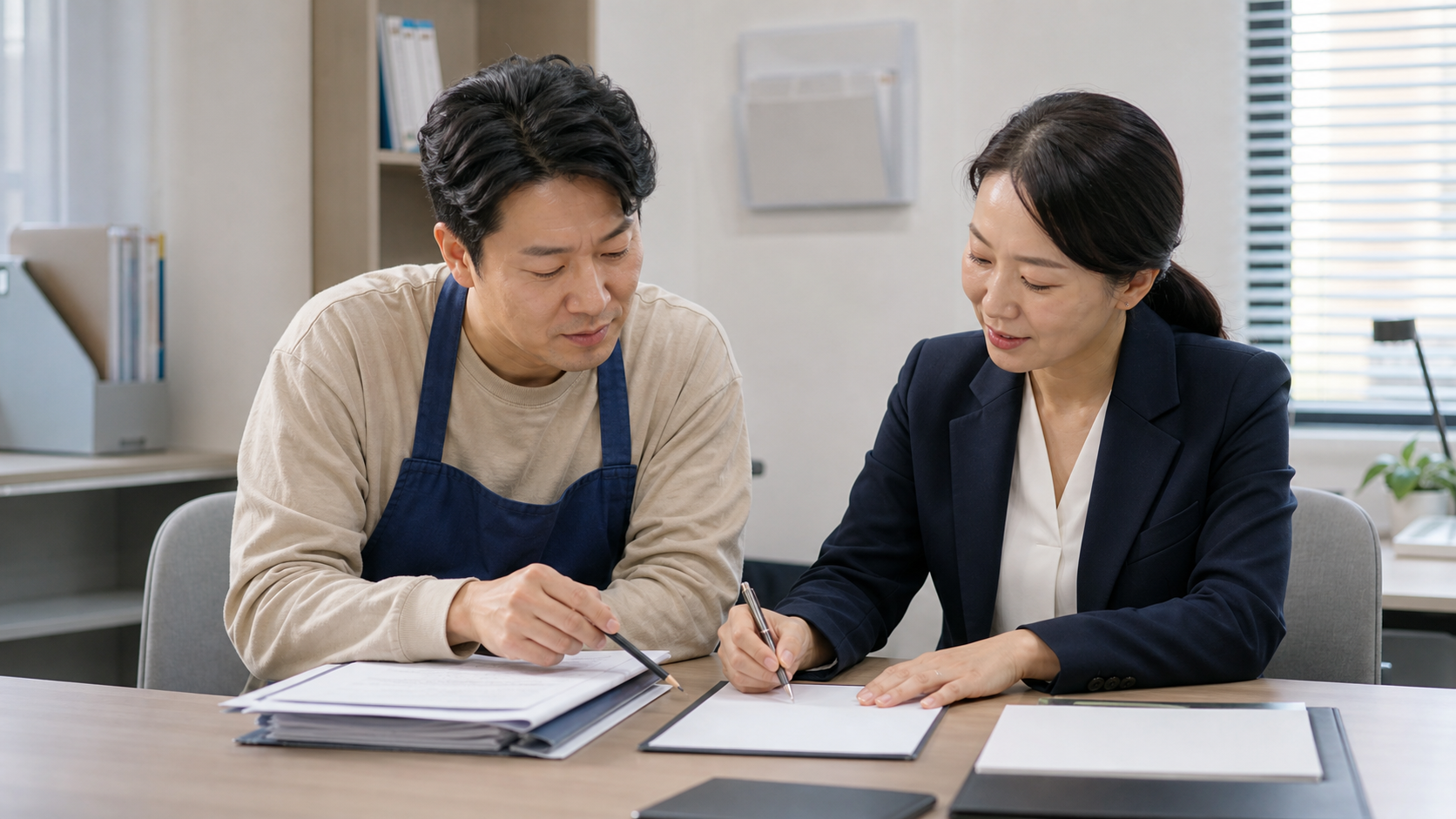 개인사업자 대출 심사 기간 신청 전 비용과 서류를 비교하는 모습