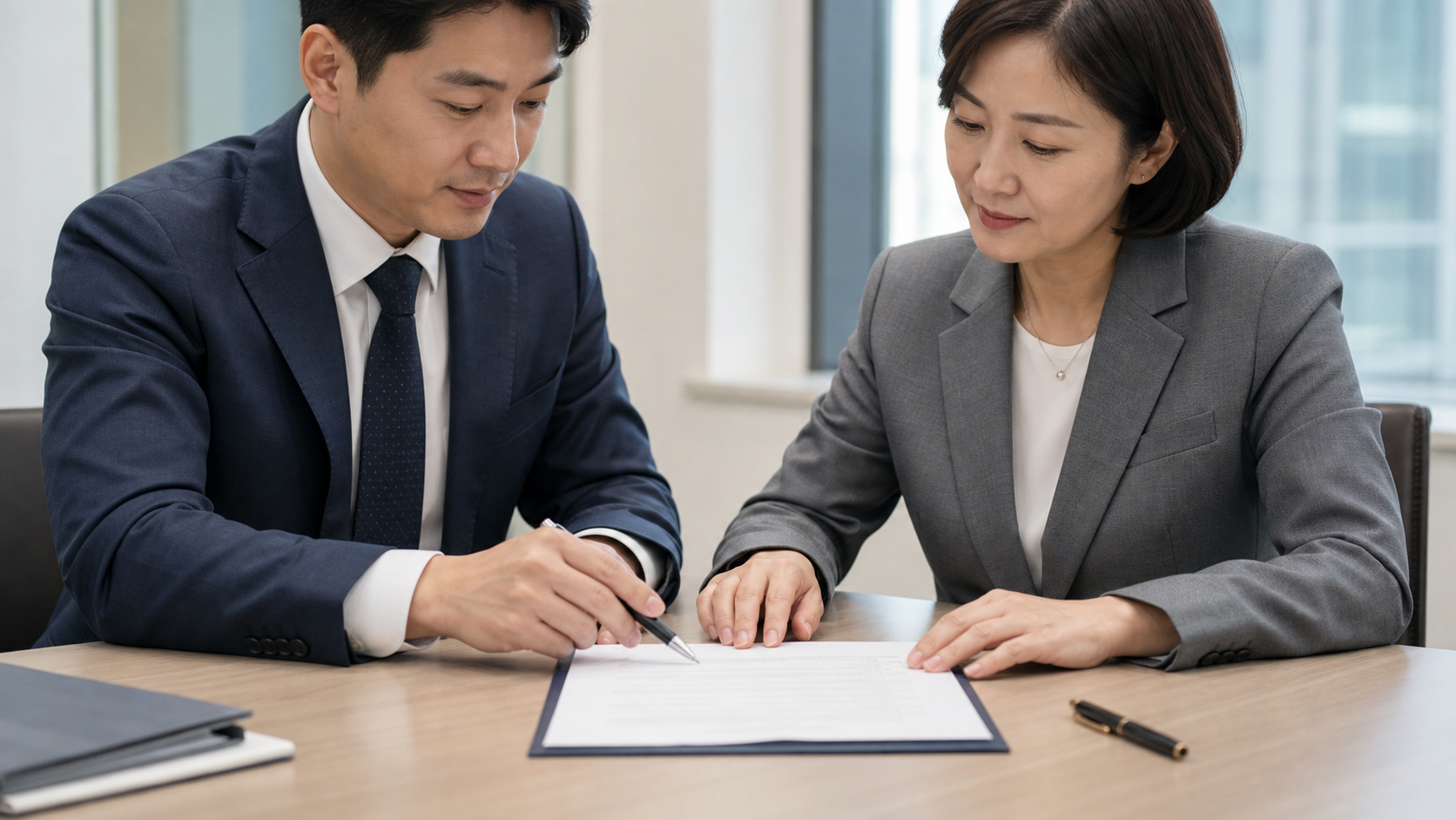 계약서 조항을 검토하는 장면