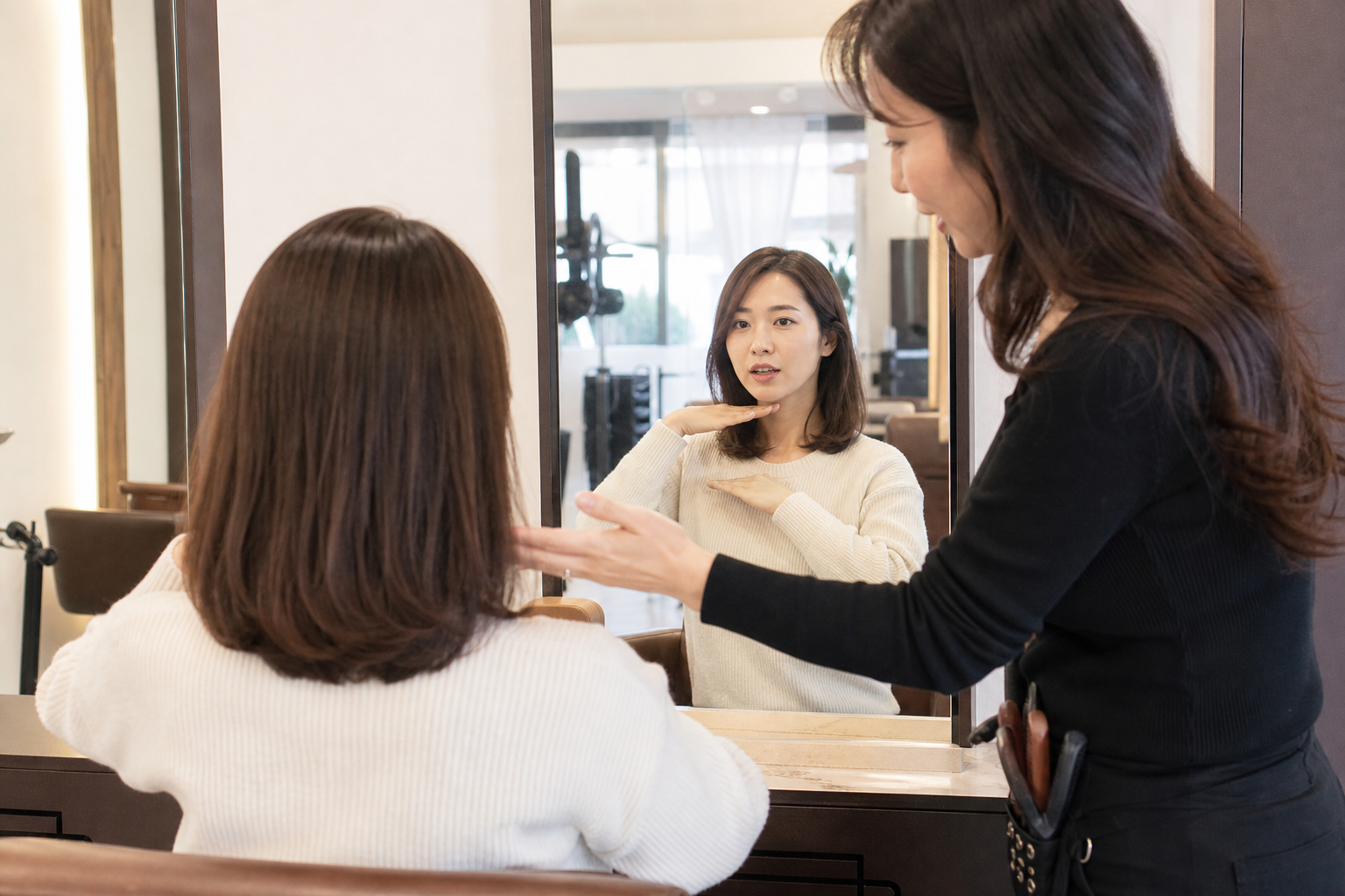 김해 헤어클리닉 미용실 방문 동선을 살펴보는 장면