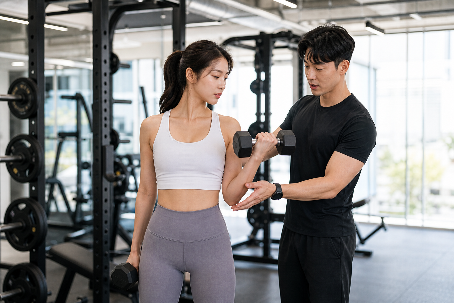 여성 그룹 운동 서킷 트레이닝 장면
