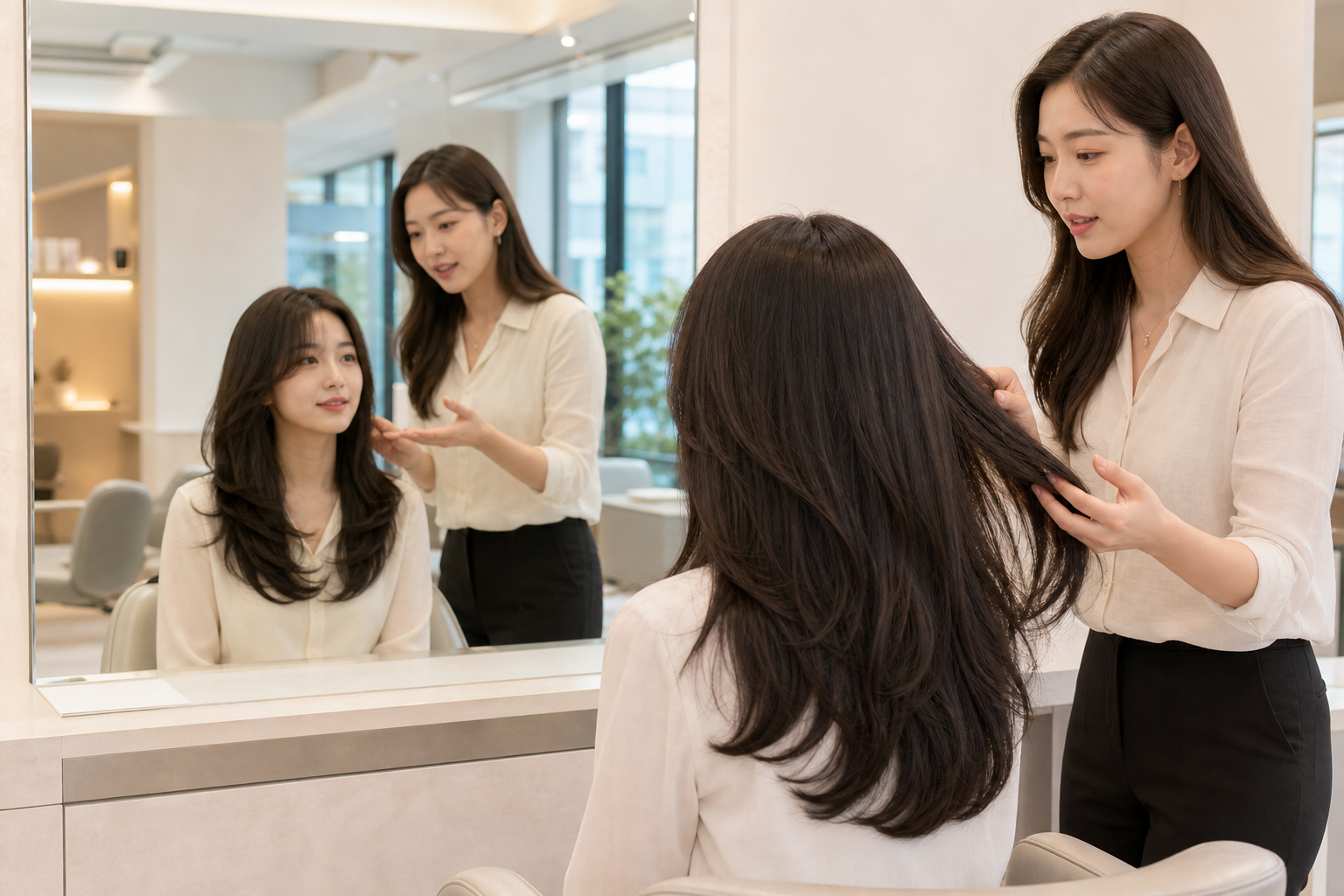 김해 미용실 가격 방문 동선을 살펴보는 장면