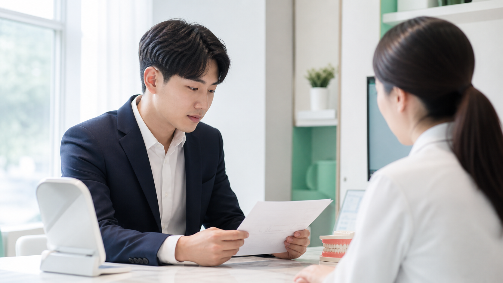 울산 교정 유지장치 상담 준비 장면