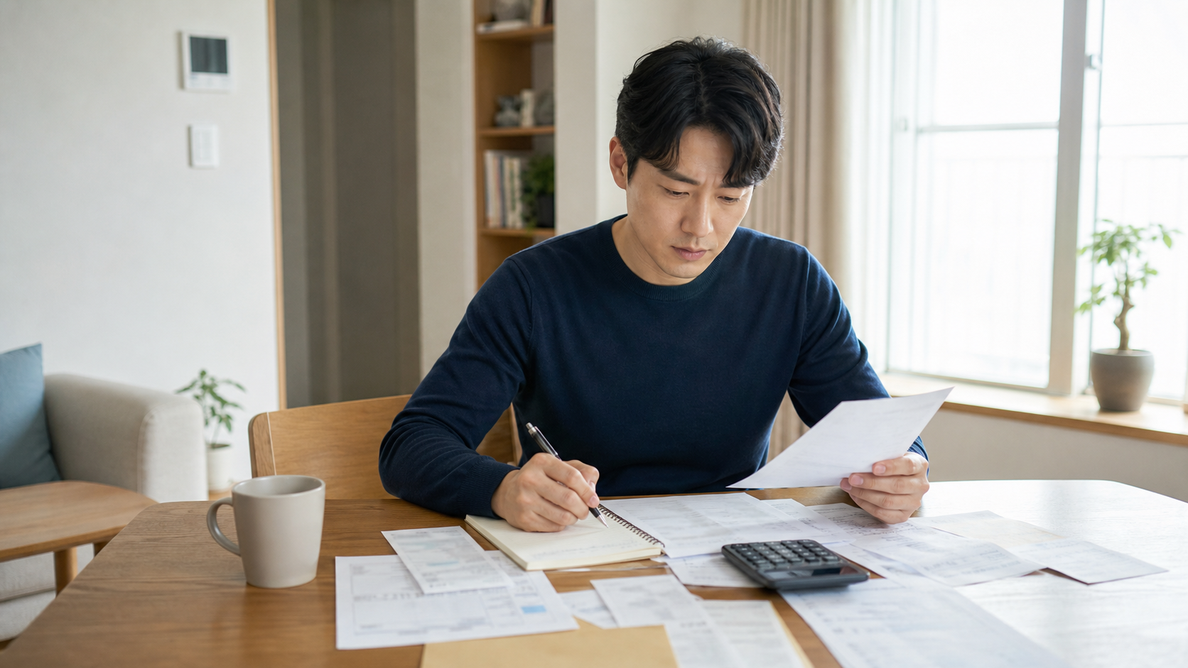 개인회생 금지명령 관련 자료를 차분히 정리하는 모습