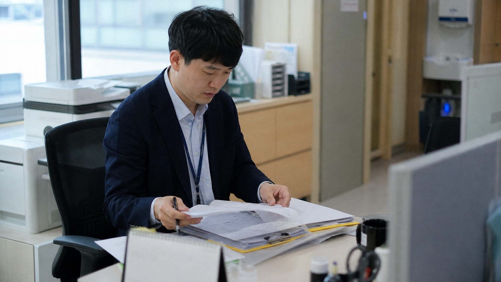 경영 진단 데이터를 검토하는 컨설턴트