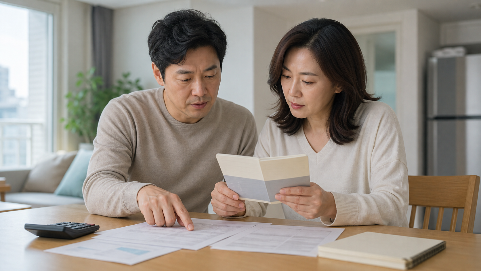 개인회생 재신청 확인을 위해 서류를 대조하는 모습