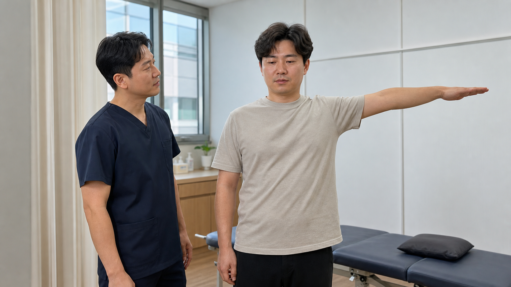 목 통증 클리닉 비용 상담과 평가 장면
