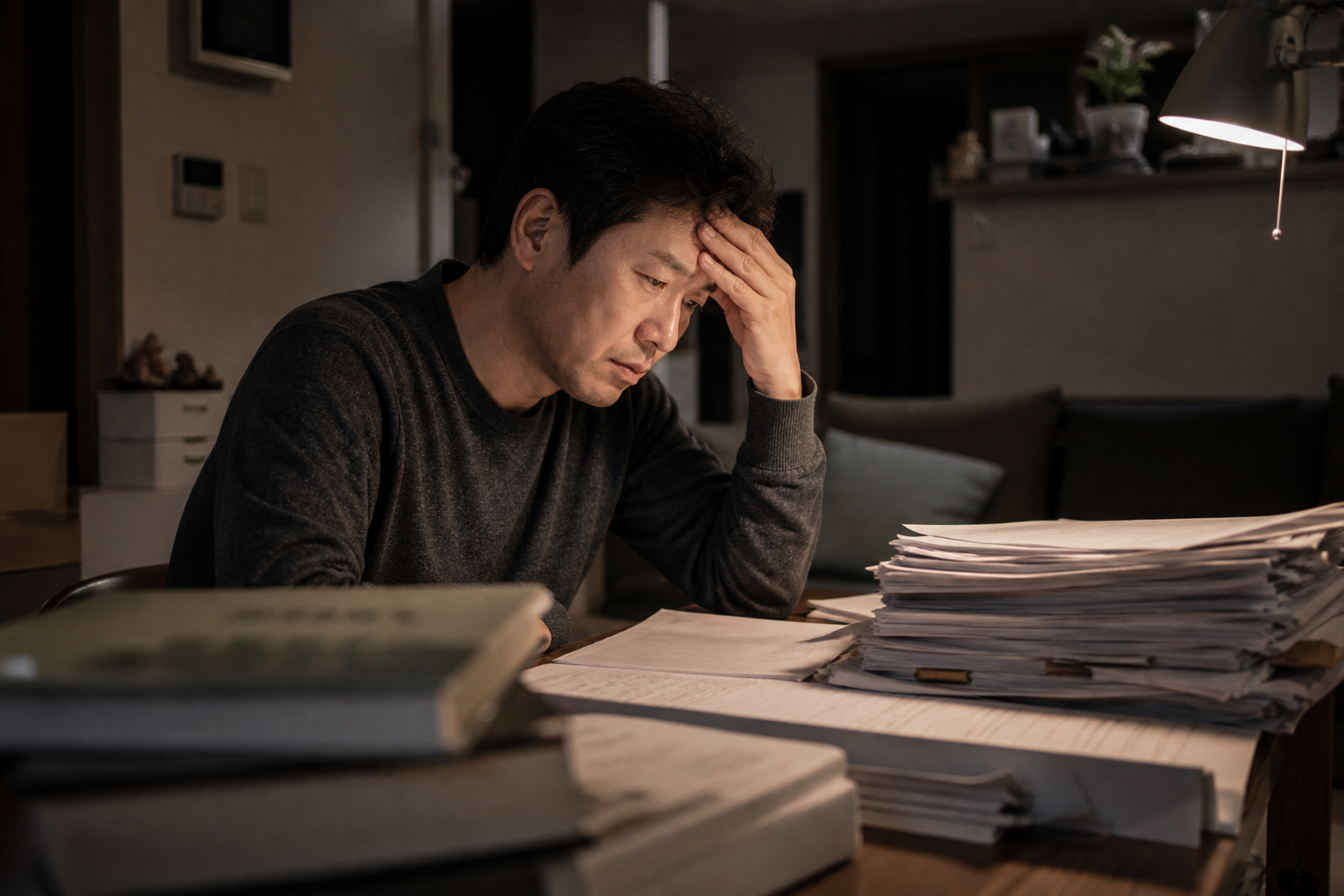 면허취소 결격기간 계산 준비 자료를 살펴보는 장면