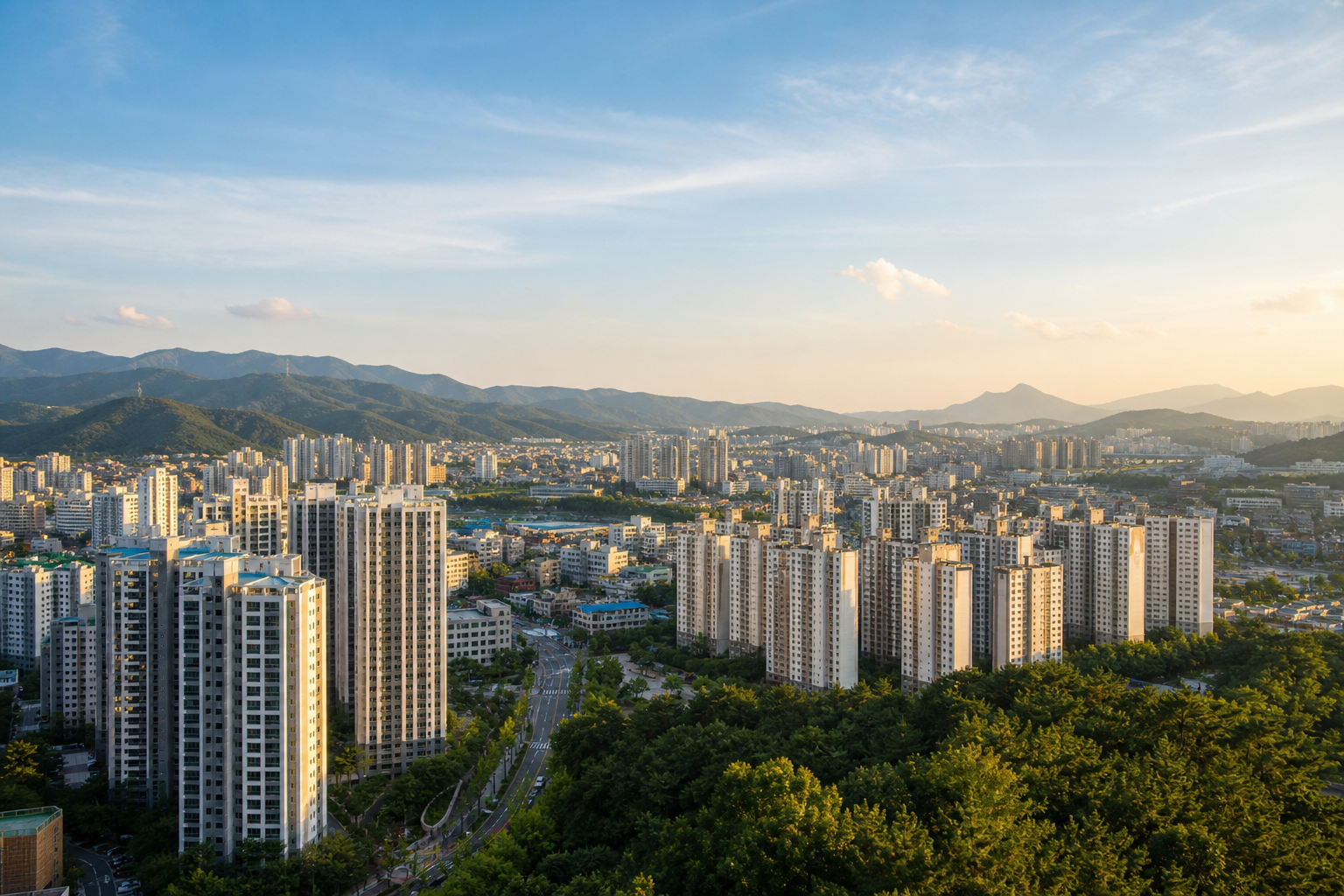 김해 도시 전경과 아파트 단지