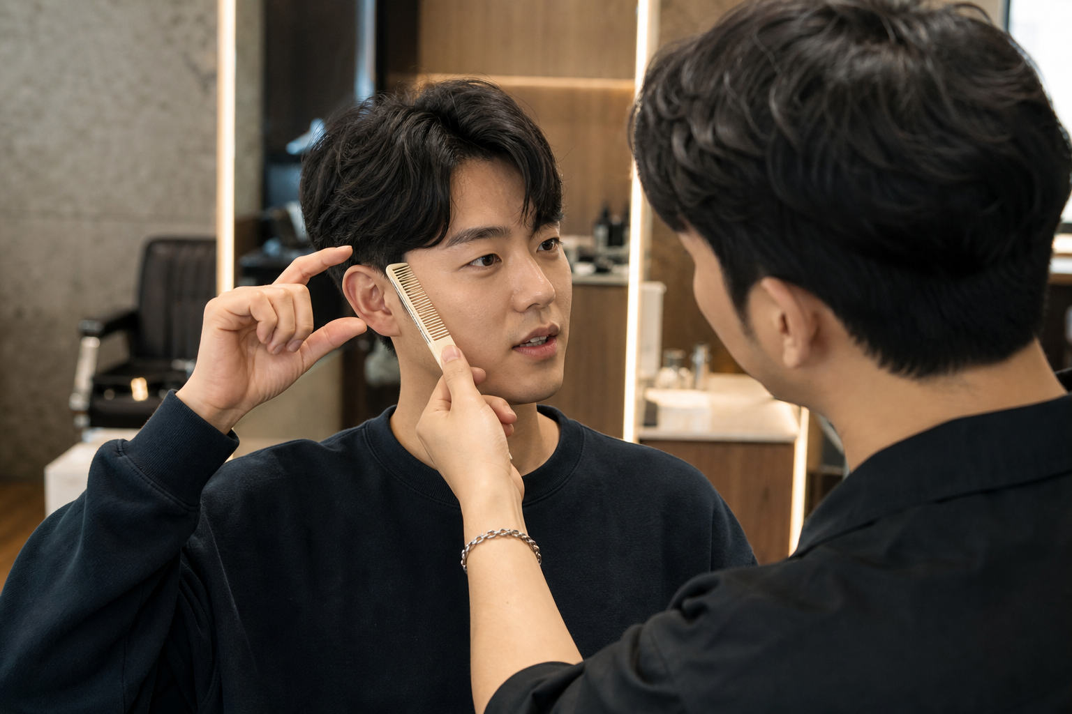 김해 여자 미용실 상담 항목을 확인하는 장면