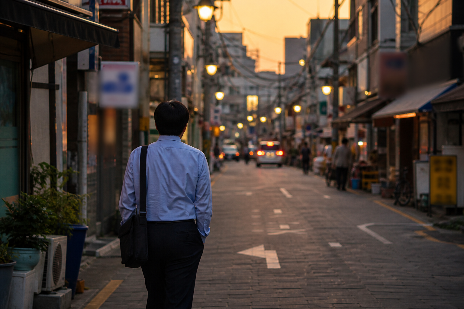 화정 로데오 상권 골목 퇴근길 저녁 풍경