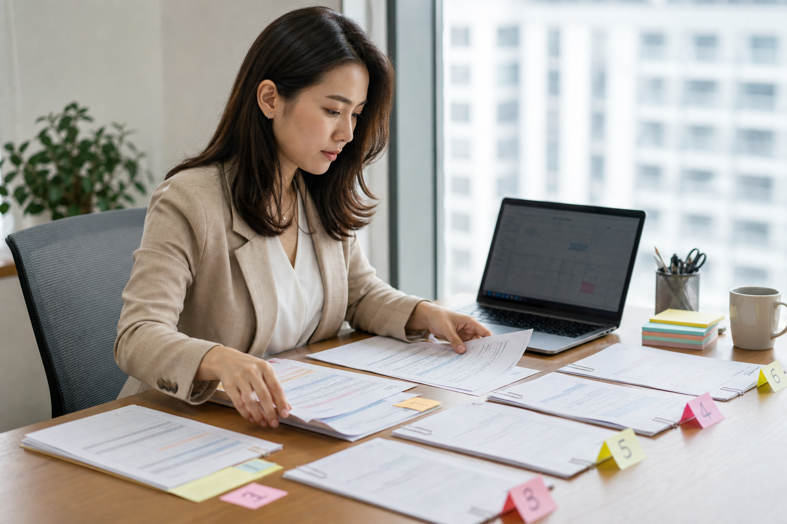 H1B 비자 신청 서류 정리 장면