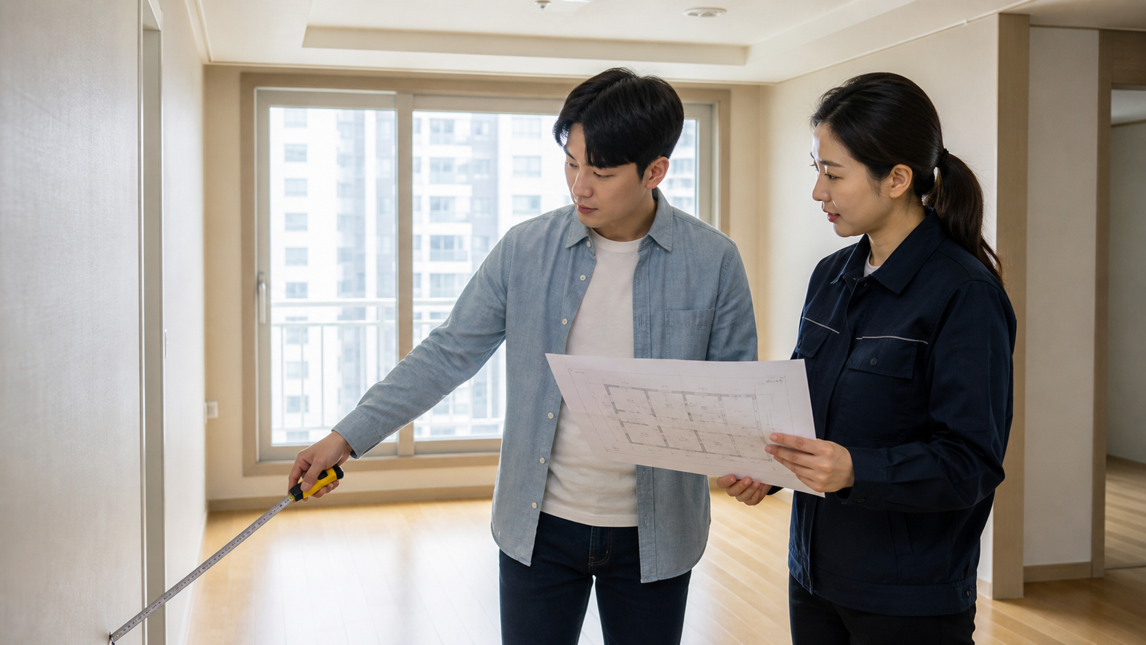 추가 작업 범위를 설명하는 청소 상담 장면