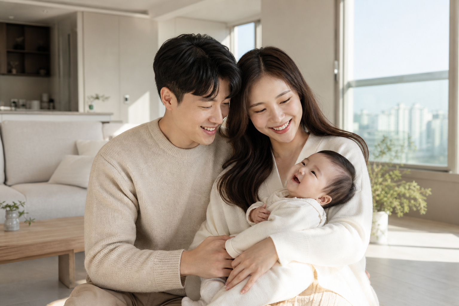 새 집에서 창밖을 바라보는 청년