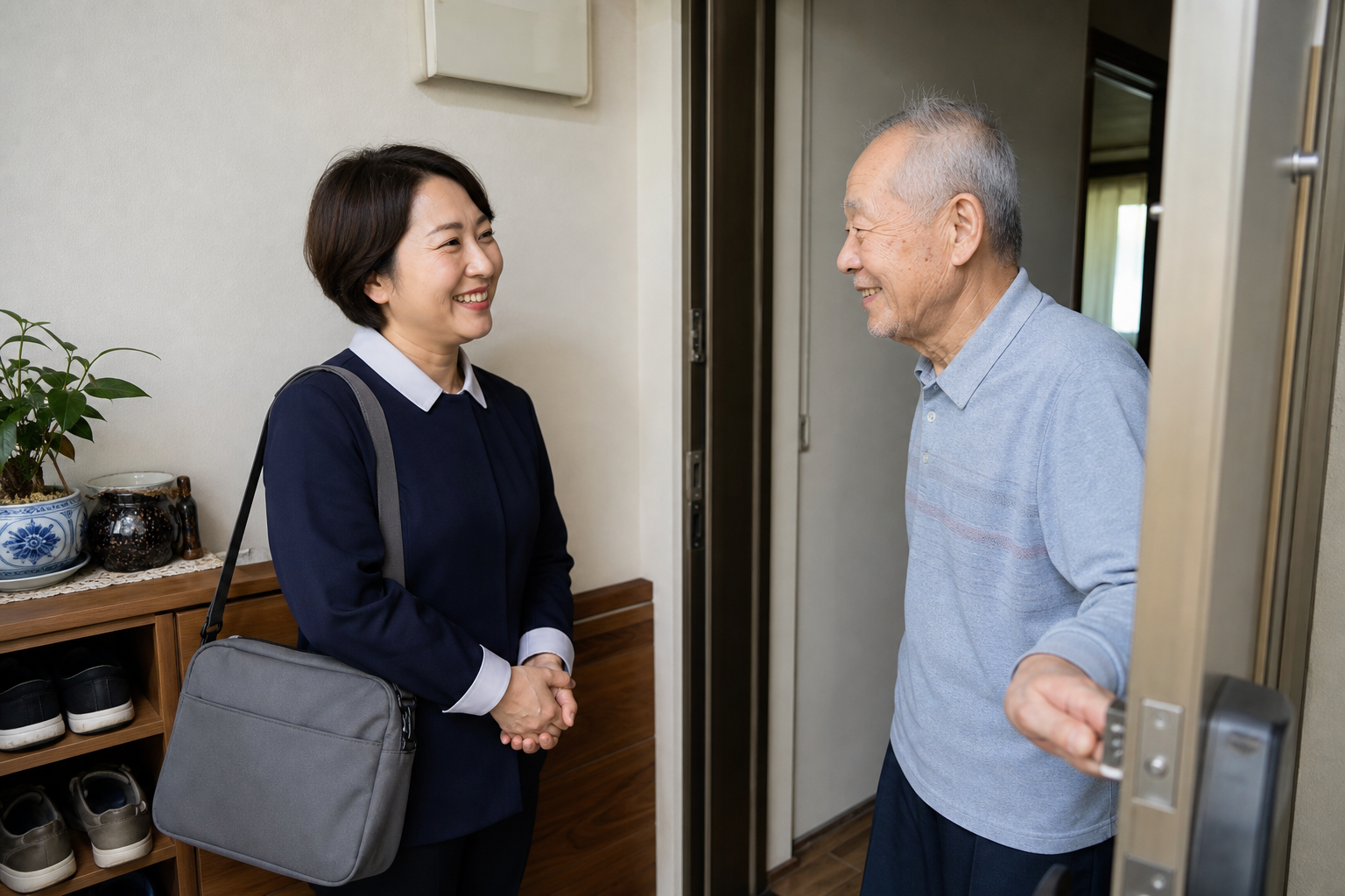 간병비 정부 지원 선택을 위해 병원과 돌봄 조건을 비교하는 장면