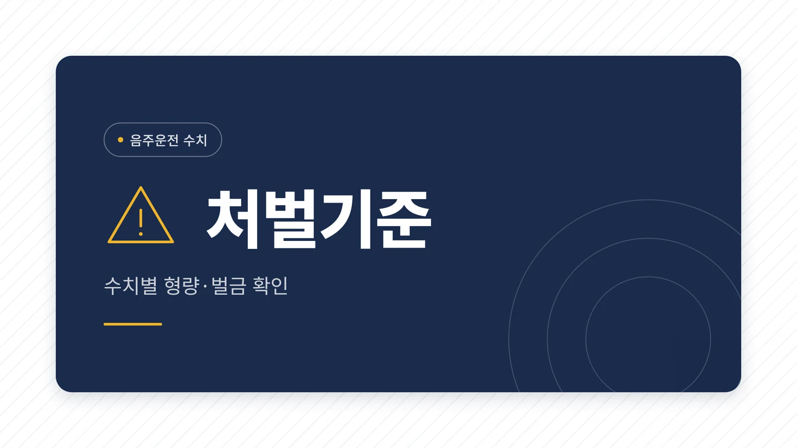 음주운전 처벌기준 카테고리 타일 - 수치별 형량·벌금 확인