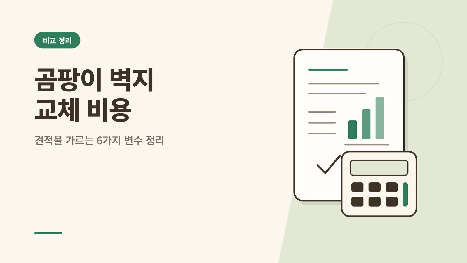 곰팡이 벽지 교체 비용과 견적에 영향을 주는 변수를 비교하는 설명용 썸네일