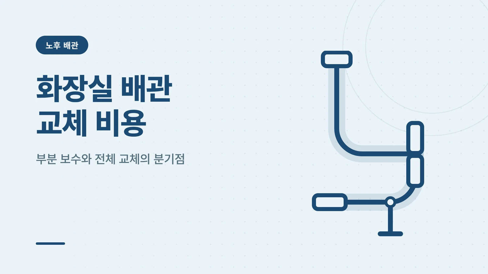 화장실 배관 교체 비용과 부분 보수·전체 교체의 비교 주제를 배관 아이콘으로 표현한 안내용 썸네일