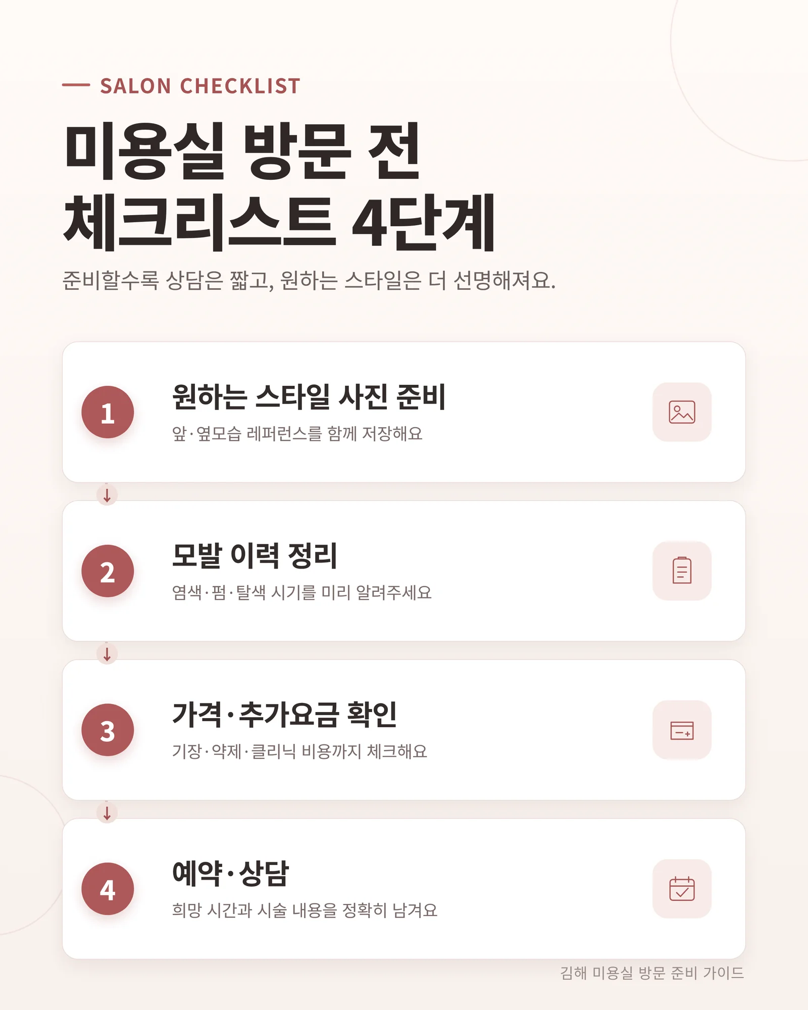 미용실 방문 전 체크리스트 인포그래픽