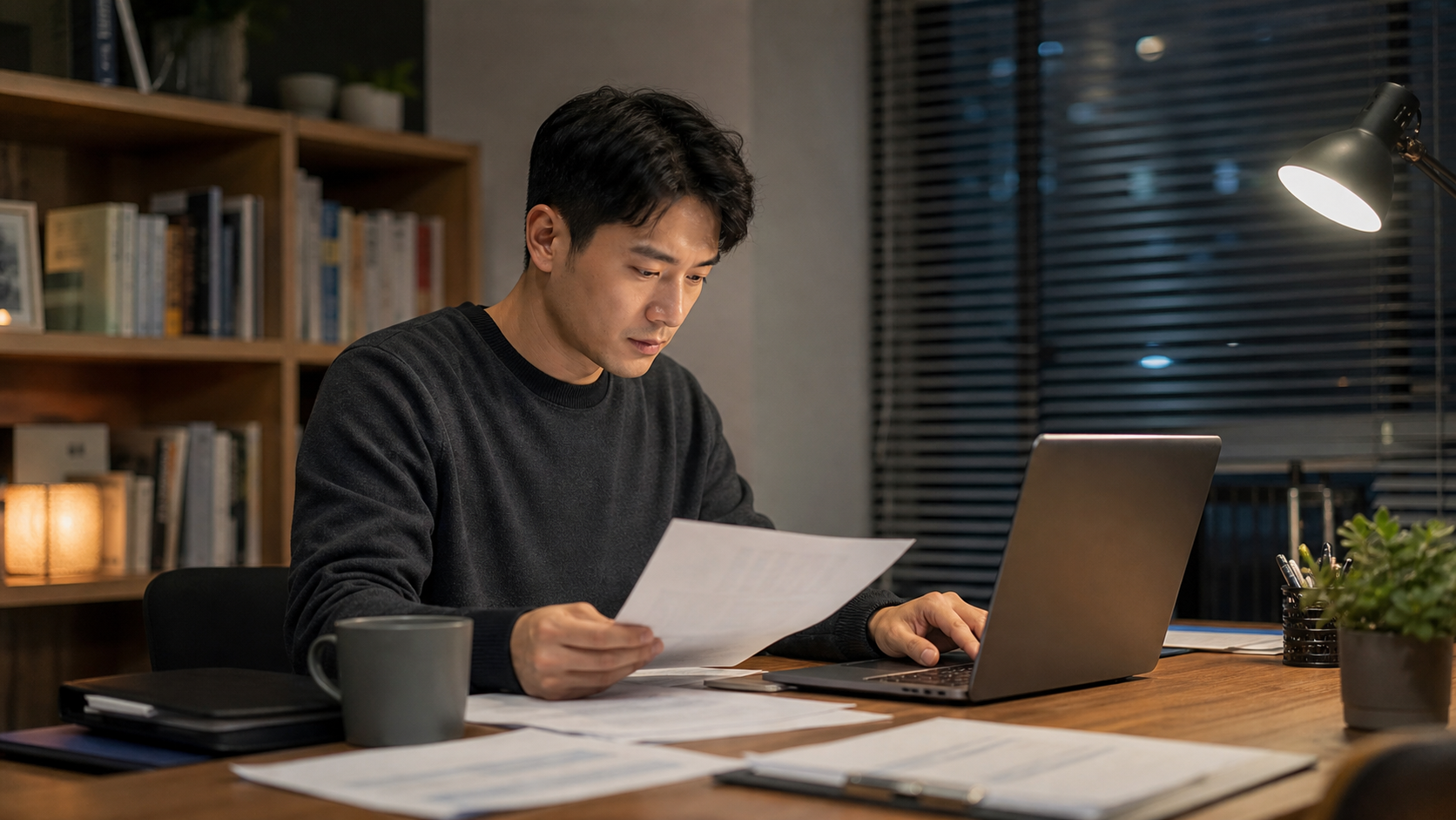 세무 서류를 정리하는 투자자