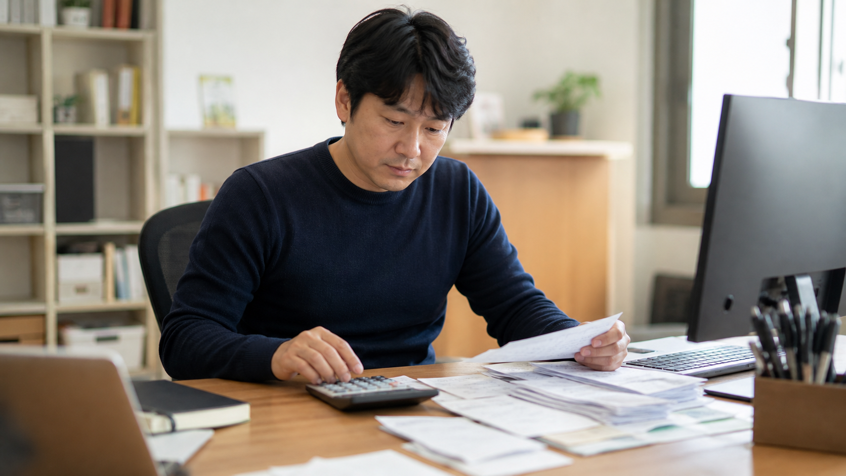 개인사업자 대출 필요서류 신청 전 비용과 서류를 비교하는 모습