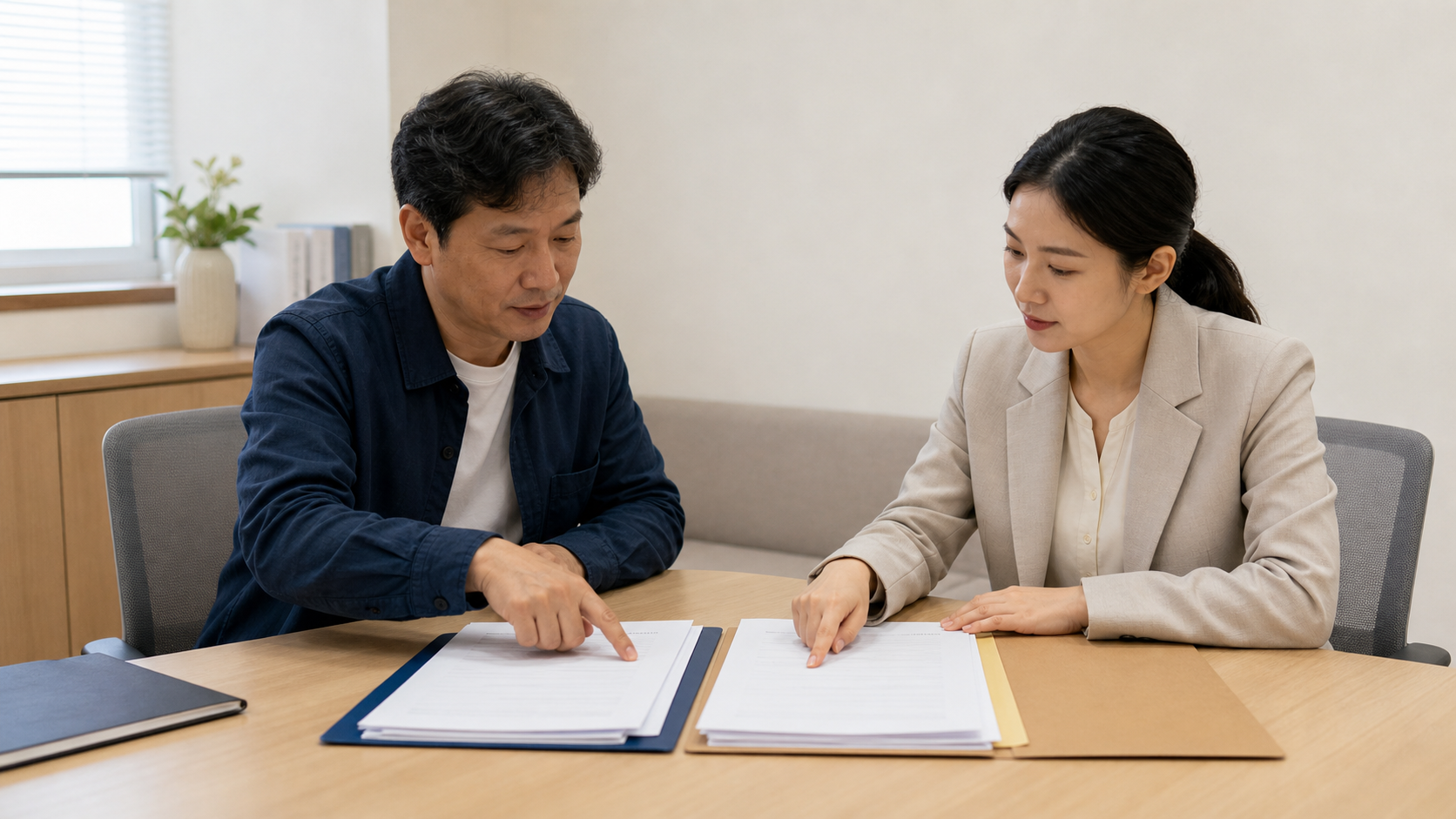 은행 개인사업자 대출 조건 신청 전 비용과 서류를 비교하는 모습