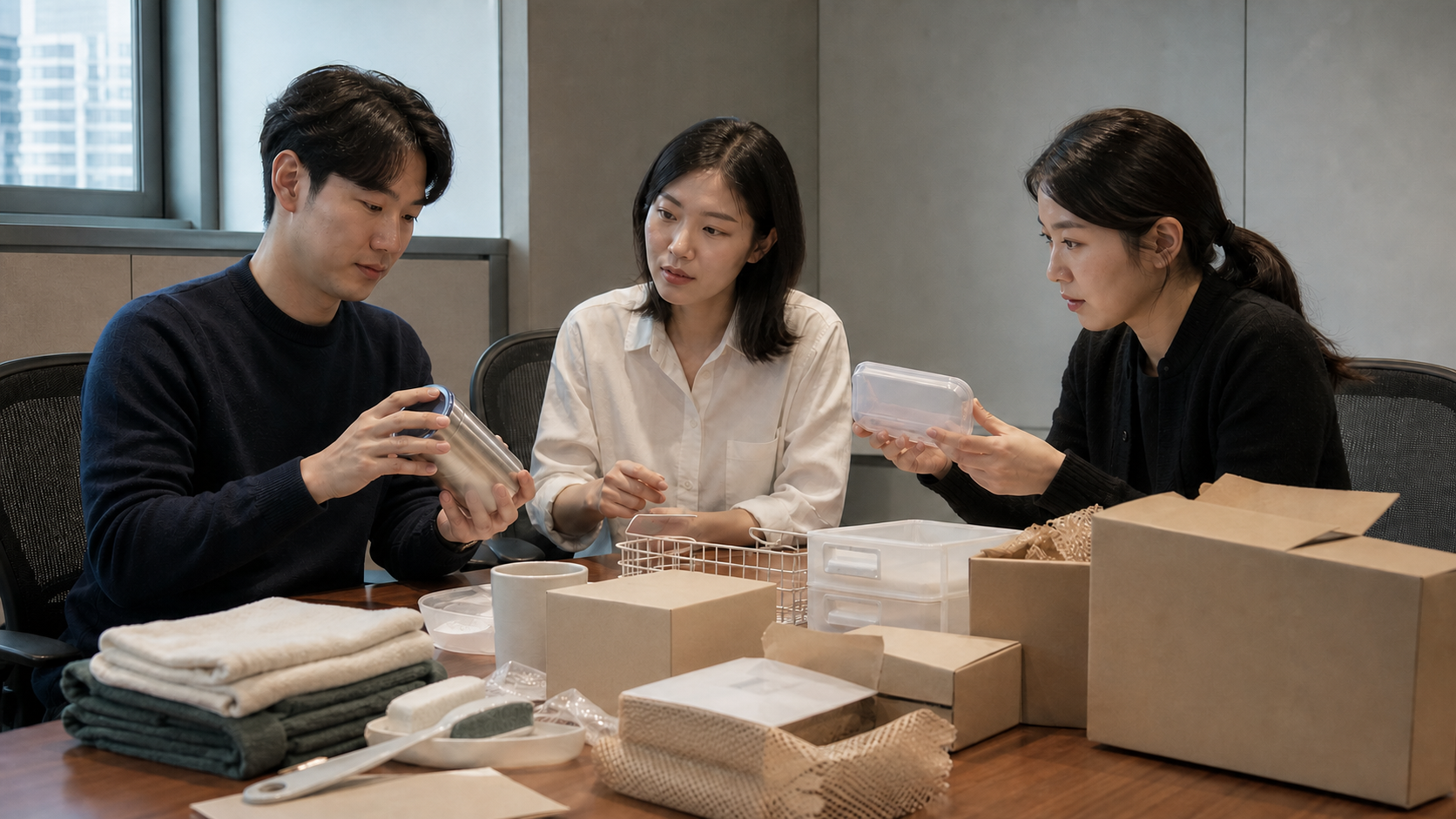 쇼핑몰 배송 계약 준비 항목을 검토하는 한국인 창업자