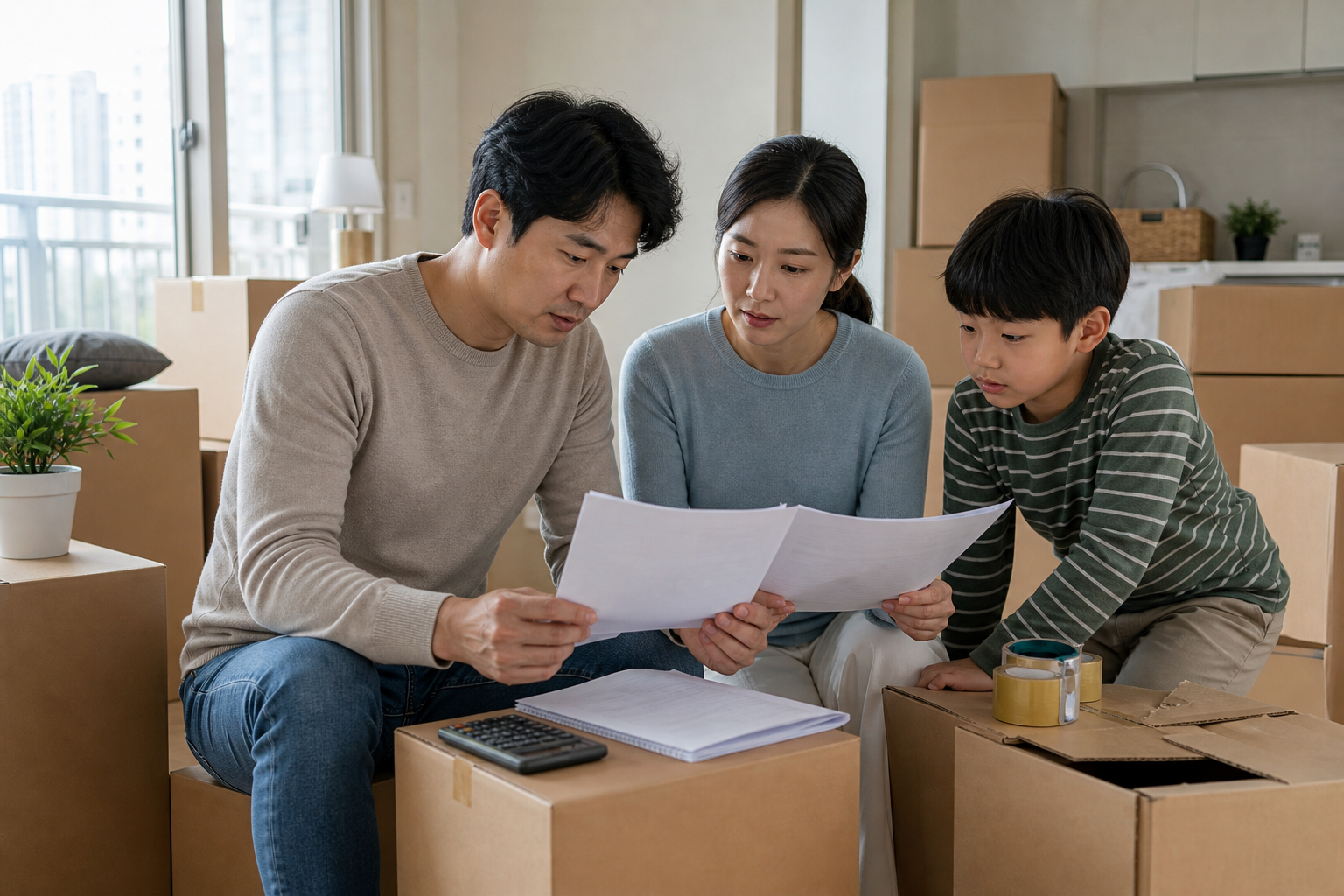 임차권등기명령 관련 서류를 확인하는 가족