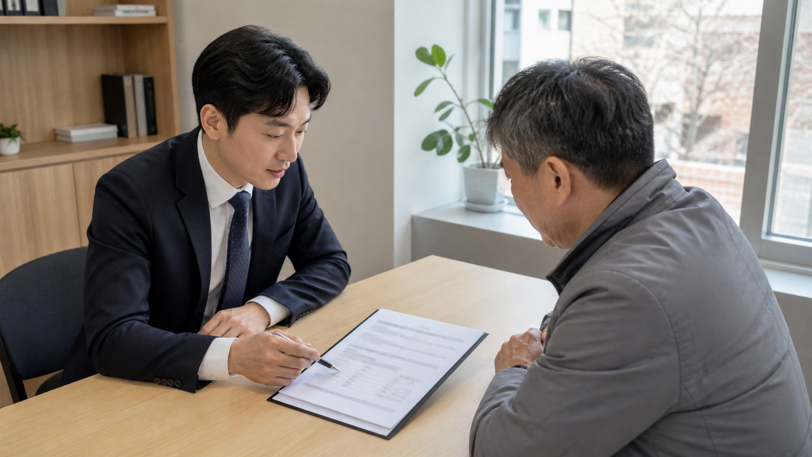 명도소송 변호사 비용 관련 서류와 절차를 확인하는 장면
