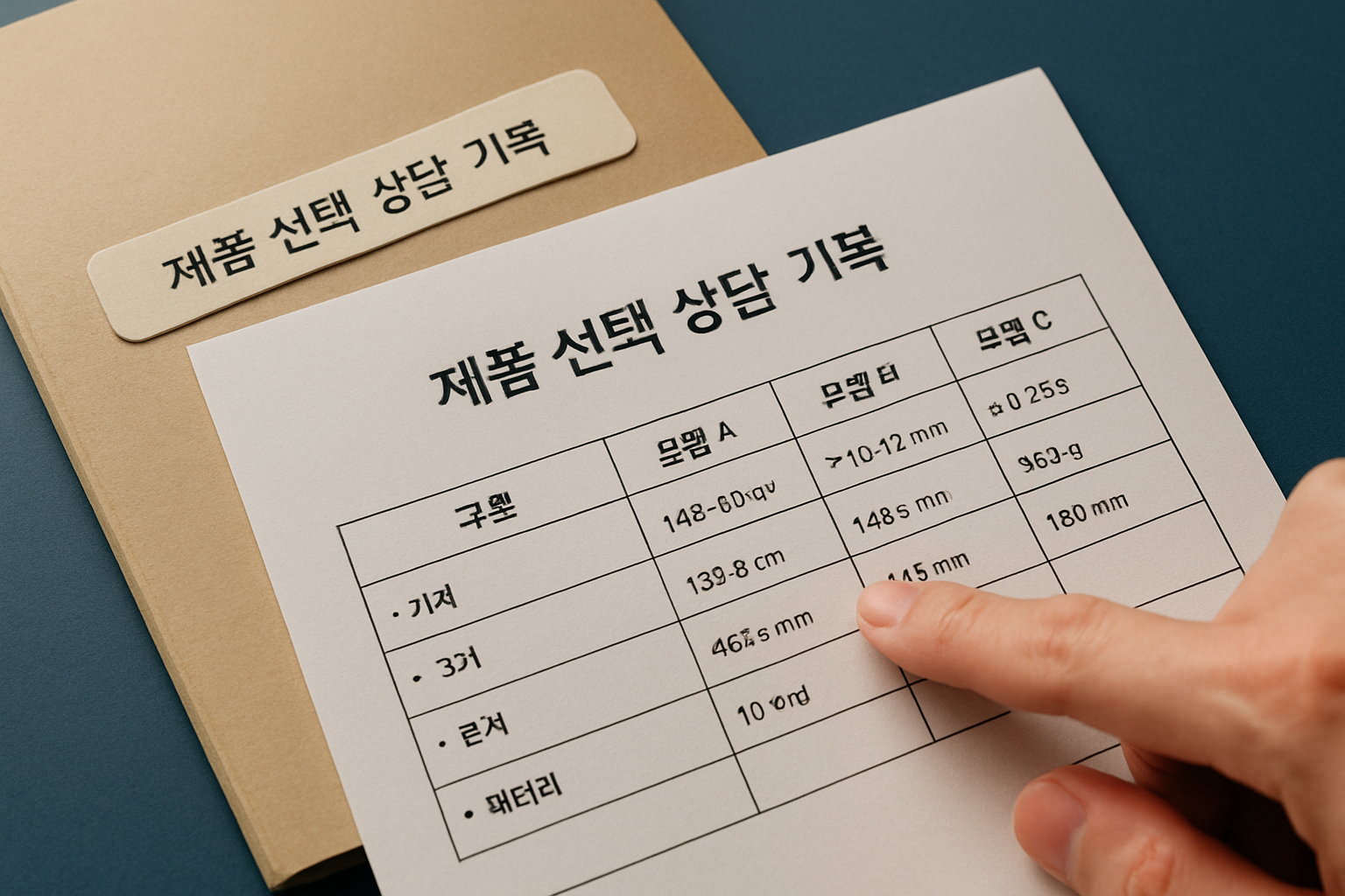 제품 선택 상담 기록 문서