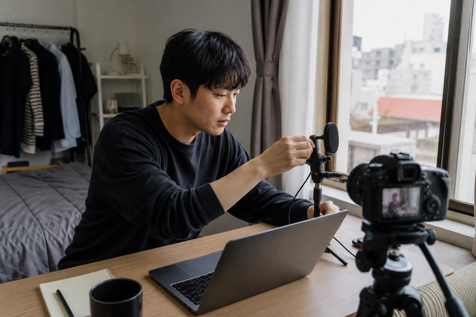1인 콘텐츠 창업 준비 과정을 보여주는 실사 사진